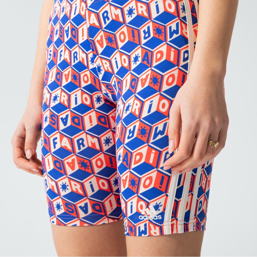 NWT Adidas x Farm Rio Women's Graphic Print Cotton Bike Shorts